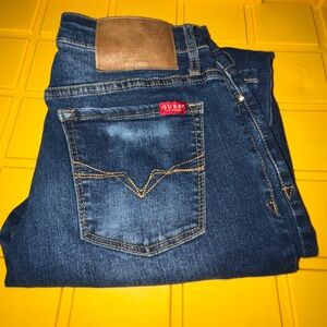 GUESS Men's Denim Jeans with Brown Patch